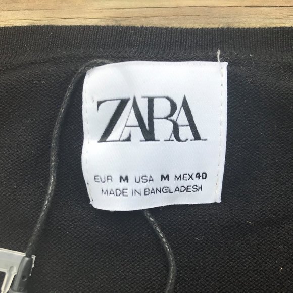 Zara Men Sweater Black V neck Pull over Long Sleev - Picture 4 of 8